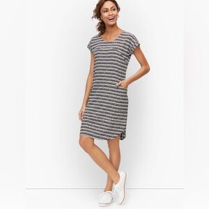 T by TALBOTS - LIGHTWEIGHT STRETCH MIDI DRESS - DASHED LINE